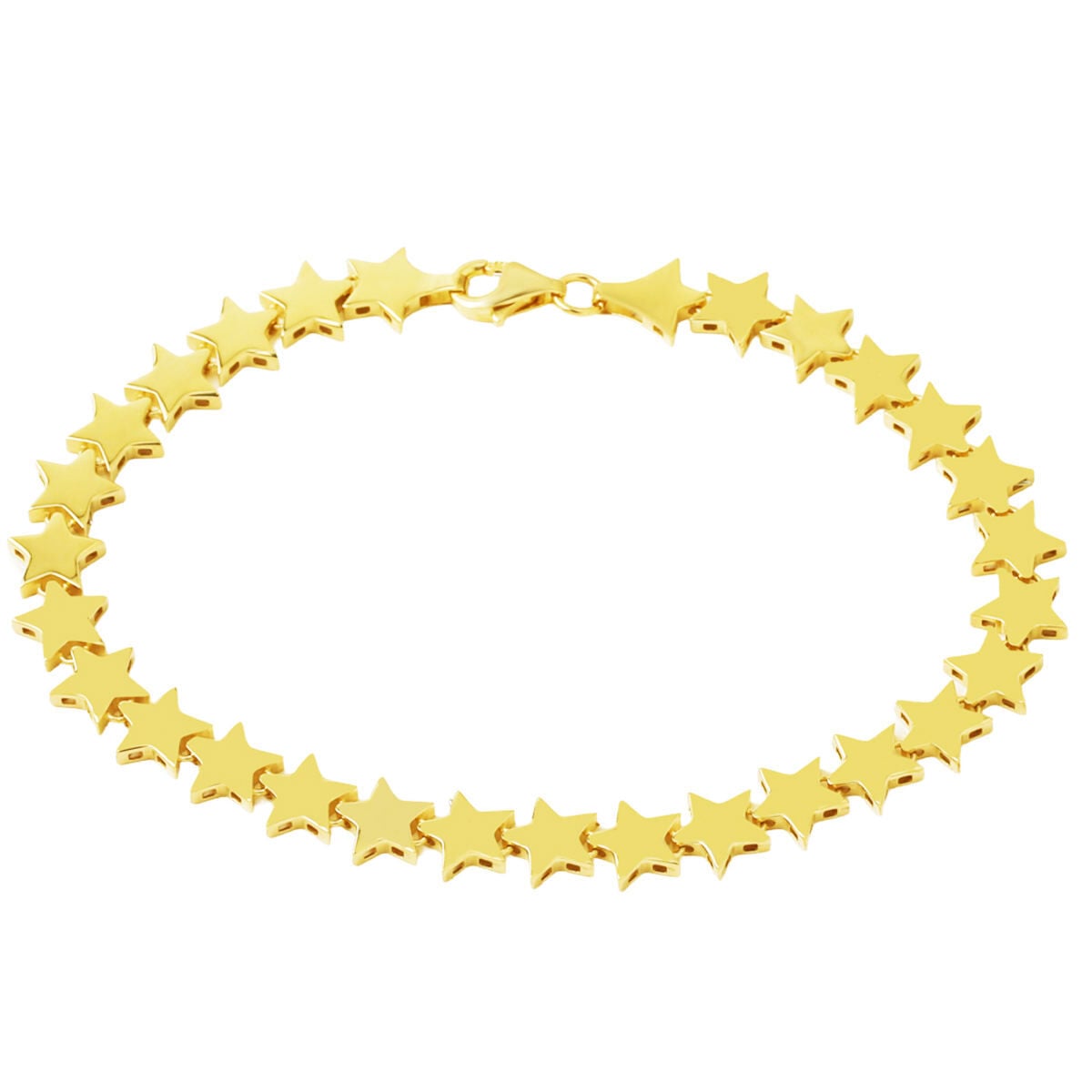 14K Yellow Gold Star Path Bracelet