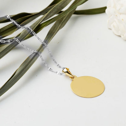 14K Yellow Gold 1.5 cm Diameter Plate Pendant