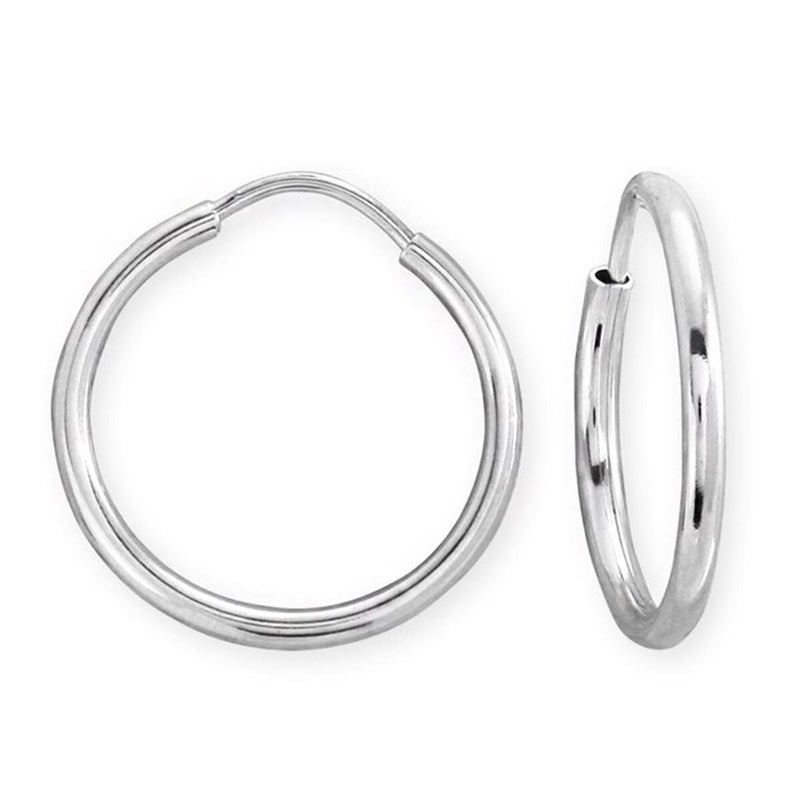 14K White Gold 1.5 Cm Wide Hoop Earrings