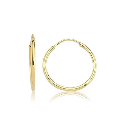 14K Yellow Gold 1.5 cm Wide Puffed Hoop Earrings