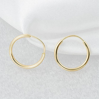 14K Yellow Gold 1.5 cm Wide Puffed Hoop Earrings