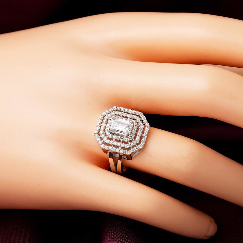 14K White Gold 1.50 Ct Baguette Moissanite Ring