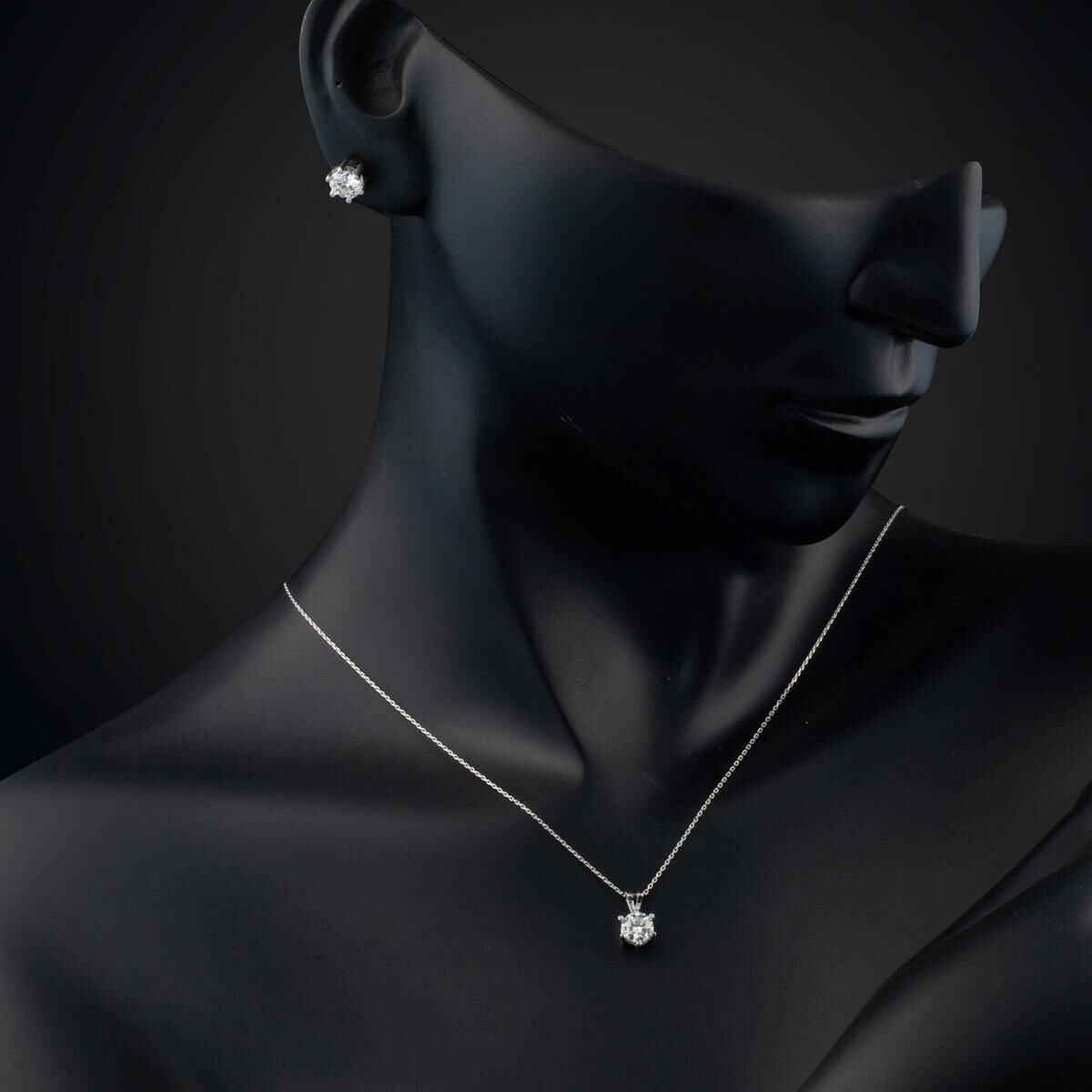 14K White Gold 1.50 Ct Moissanite Necklace and Earrings Set