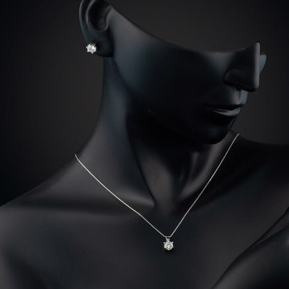 14K White Gold 1.50 Ct Moissanite Necklace and Earrings Set