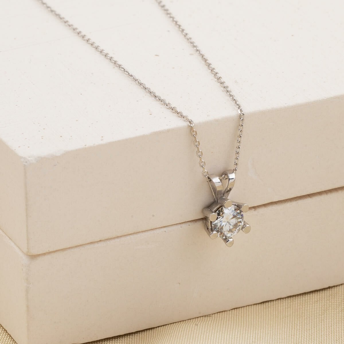 14K White Gold 1.50 Ct Moissanite Necklace and Earrings Set