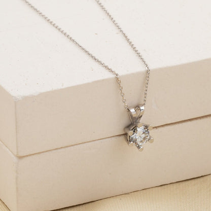 14K White Gold 1.50 Ct Moissanite Necklace and Earrings Set