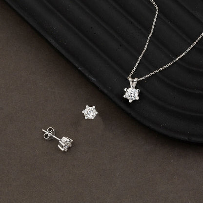 14K White Gold 1.50 Ct Moissanite Necklace and Earrings Set