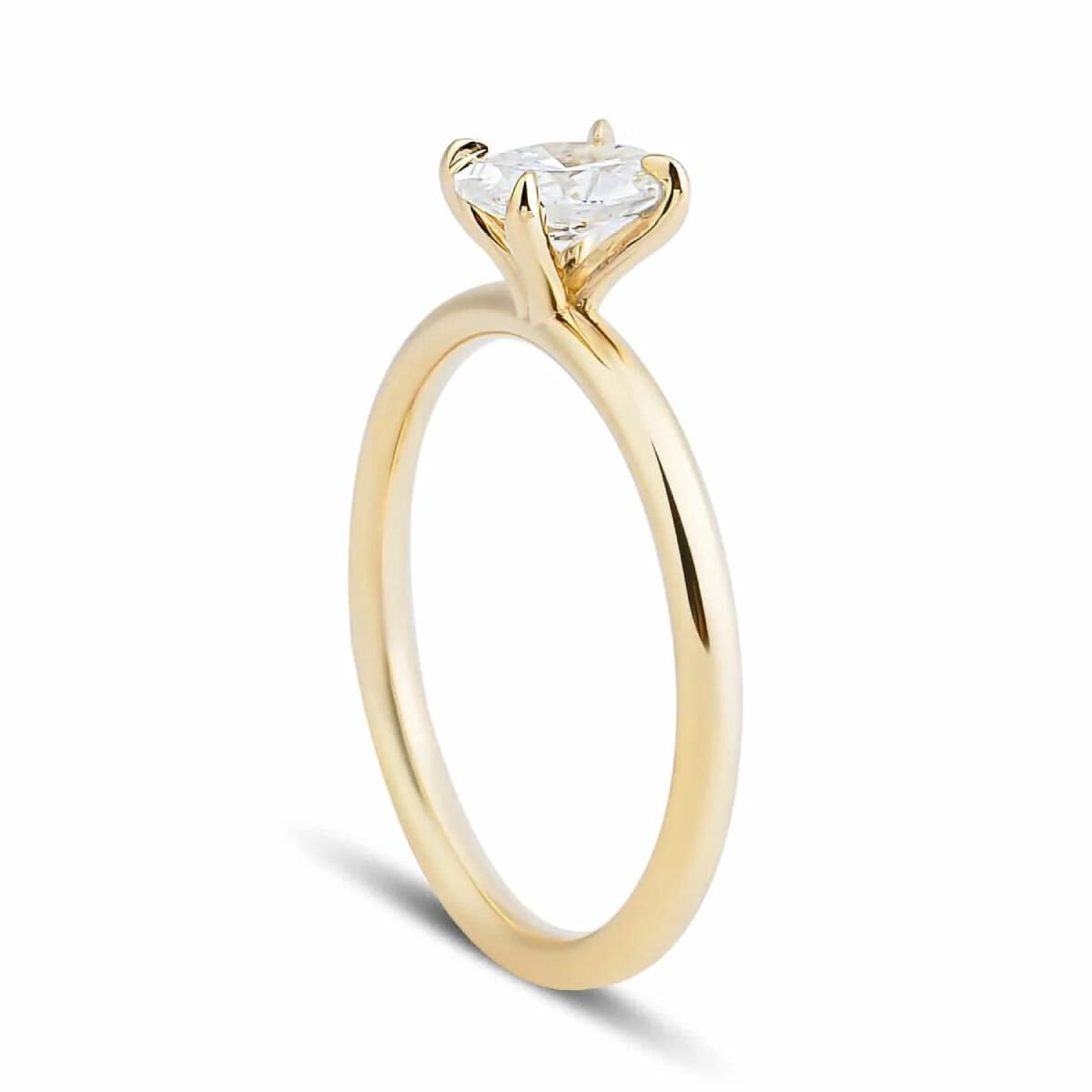 14K Yellow Gold 0.50 Ct Oval Cut Solitaire Moissanite Ring