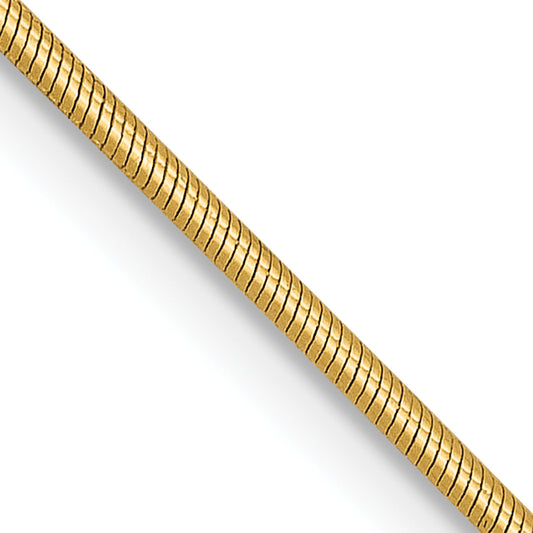 18 Inch 14K .9mm Round Snake Chain