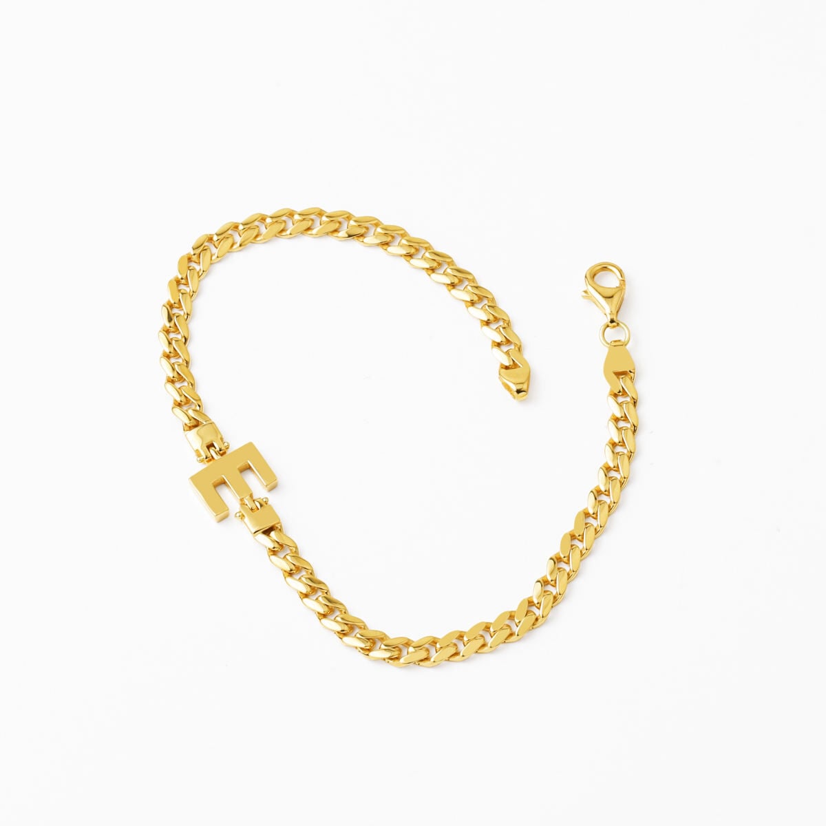 14K Yellow Gold Initial E Curb Bracelet (4.68 g)