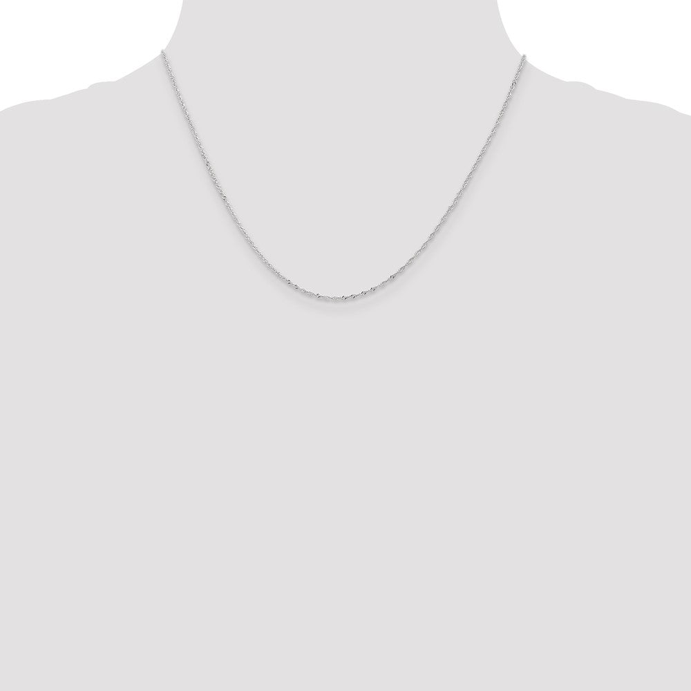 18 Inch 14K White Gold 1mm Singapore With Lobster Clasp Chain Necklace