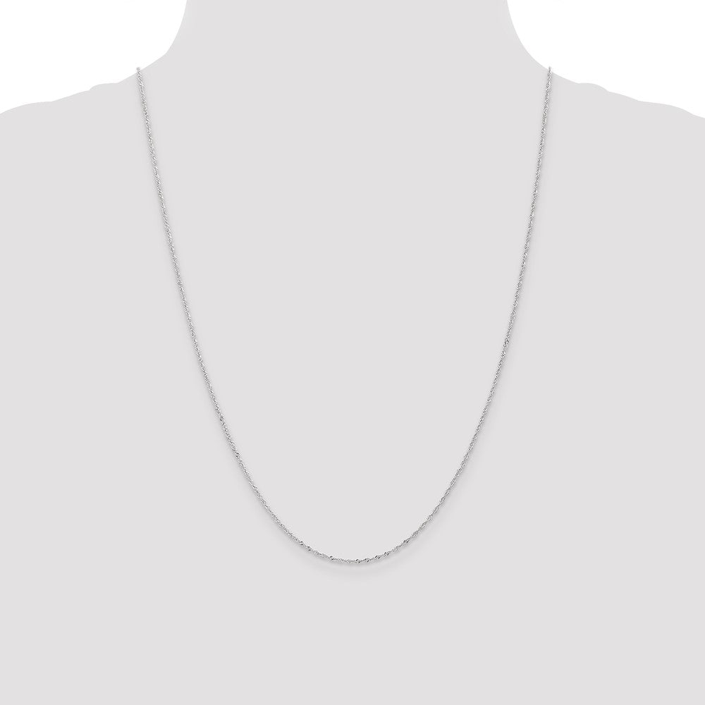 24 Inch 14K White Gold 1mm Singapore With Lobster Clasp Chain Necklace