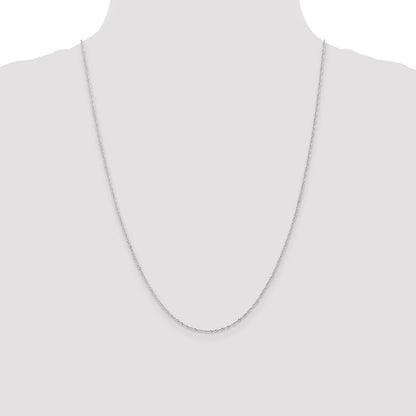 24 Inch 14K White Gold 1mm Singapore With Lobster Clasp Chain Necklace
