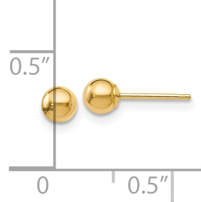 14K Yellow Gold Polished 4mm Ball Post Earrings