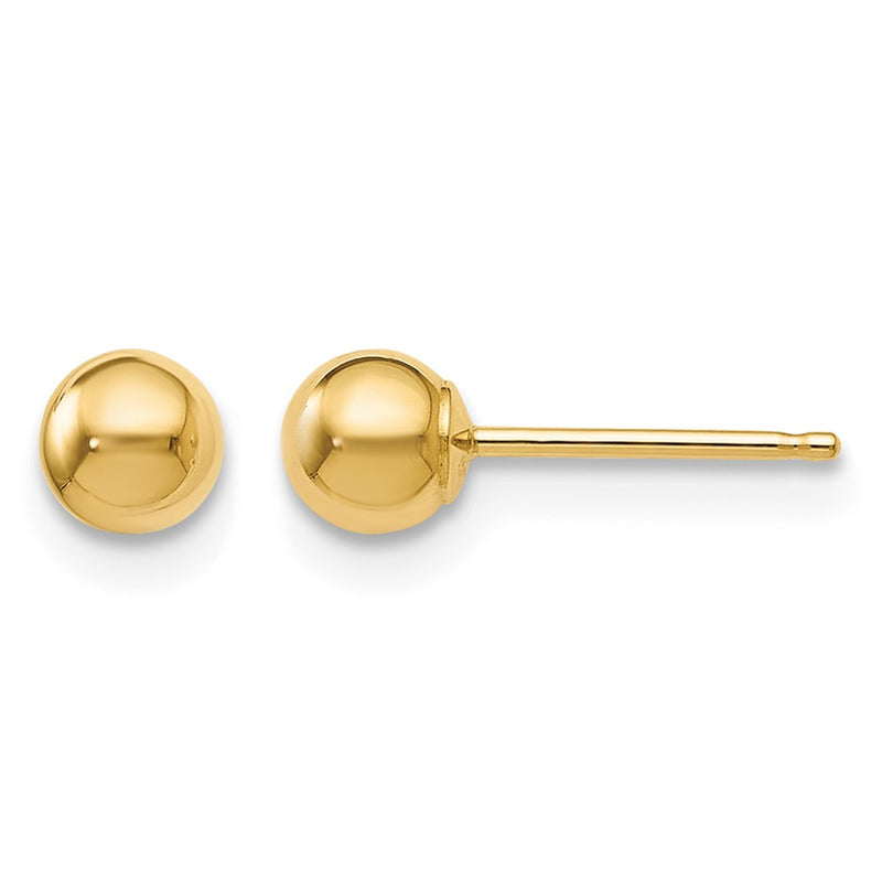 14K Yellow Gold Polished 4mm Ball Post Earrings