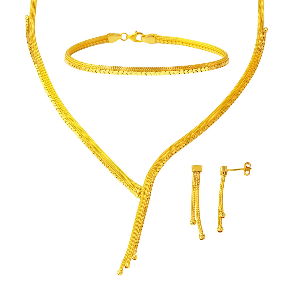 14K Yellow Gold Italian Braided Wedding Set