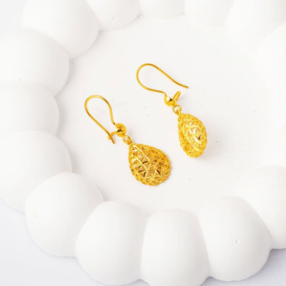 14K Yellow Gold Teardrop Dangle Earrings