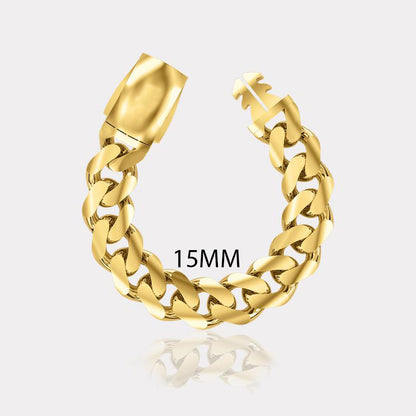 14K Yellow Gold Hollow Miami Cuban Link Men's Women's Chain Bracelet 5mm-20mm 6" 7" 8" 9"