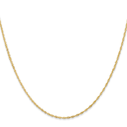 20 Inch 14K 1mm Singapore With Lobster Clasp Chain Necklace
