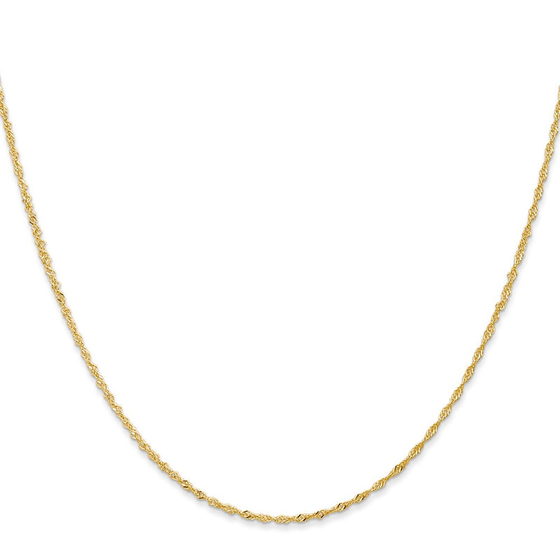 16 Inch 14K 1mm Singapore With Lobster Clasp Chain Necklace