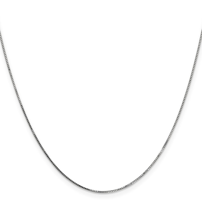 30 Inch 14K White Gold .8mm Box With Lobster Clasp Chain Necklace