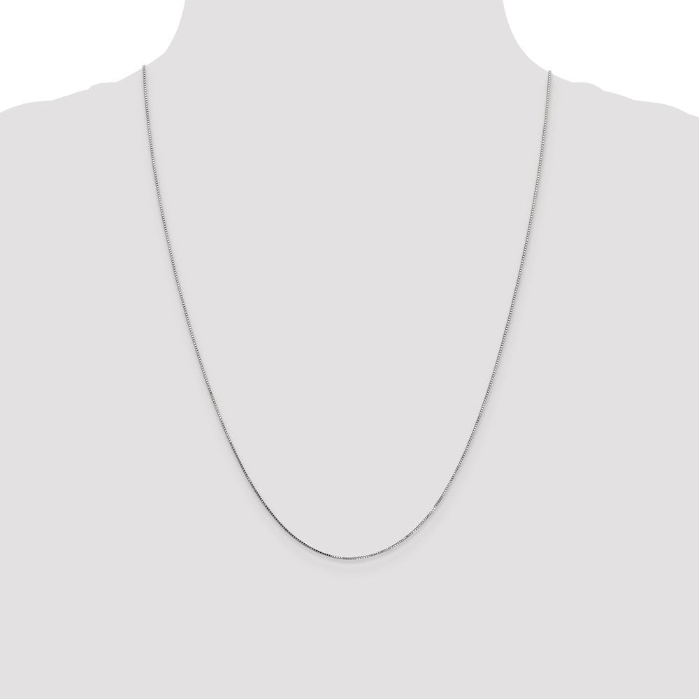 24 Inch 14K White Gold .8mm Box With Lobster Clasp Chain Necklace