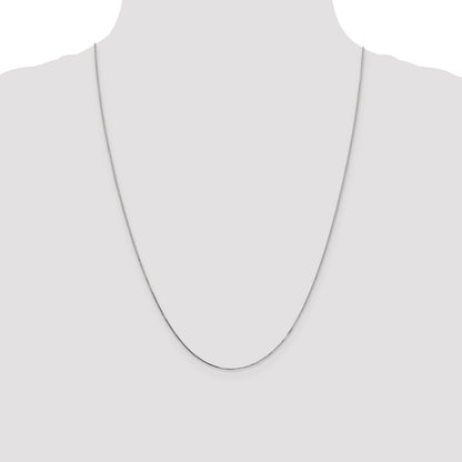 24 Inch 14K White Gold .8mm Box With Lobster Clasp Chain Necklace
