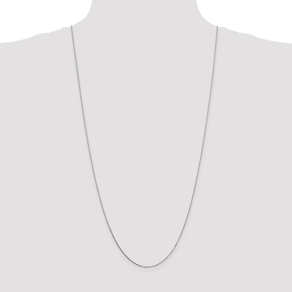 30 Inch 14K White Gold .8mm Box With Lobster Clasp Chain Necklace