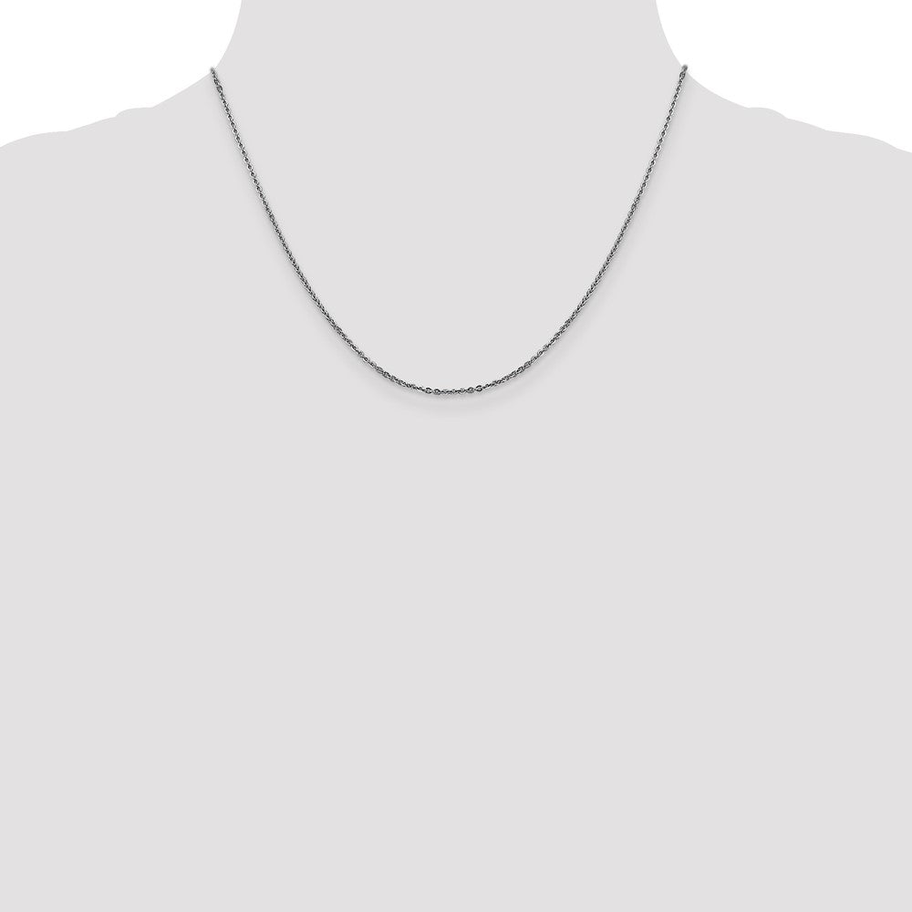 18 Inch 14K White Gold 1.7mm Flat Cable Chain Necklace