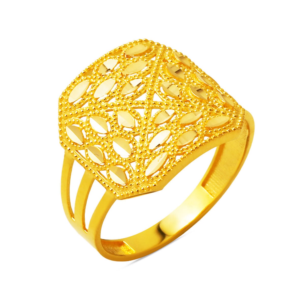 22K Yellow Gold Vera Hand Engraved Ring