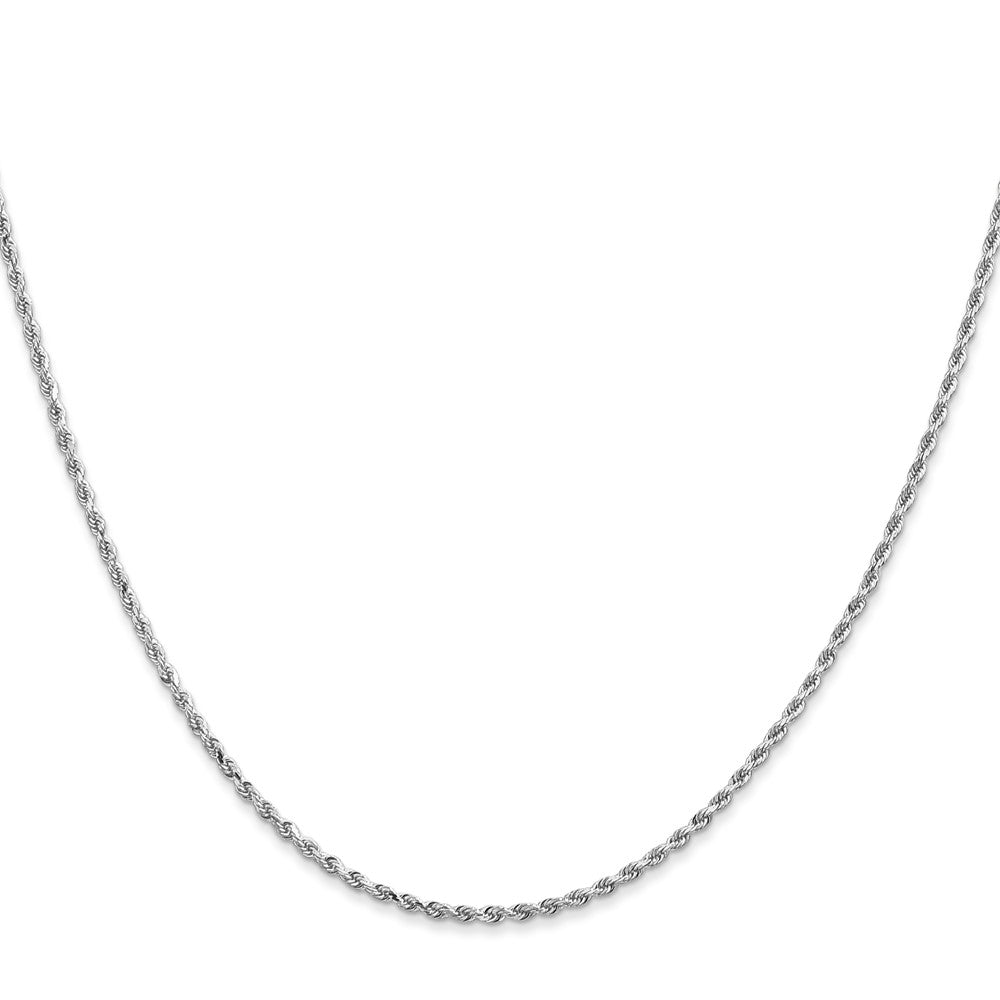 18 Inch 14K White Gold 1.5mm Diamond Cut Rope Chain Necklace