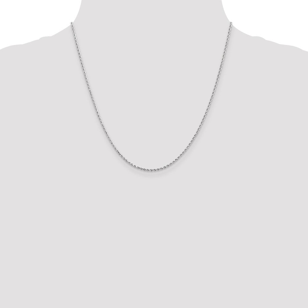20 Inch 14K White Gold 1.5mm Diamond-Cut Rope Chain Necklace