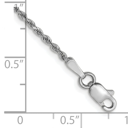9 Inch 14K White Gold 1.5mm Diamond-Cut Rope Chain Anklet
