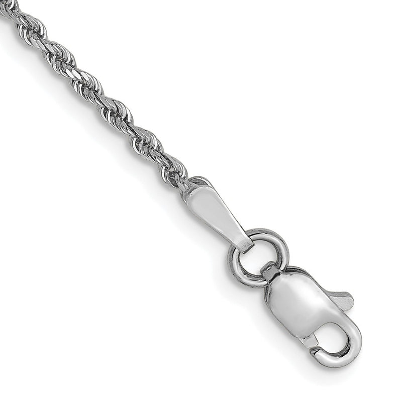8 Inch 14K White Gold 1.5mm Diamond-Cut Rope Chain Bracelet