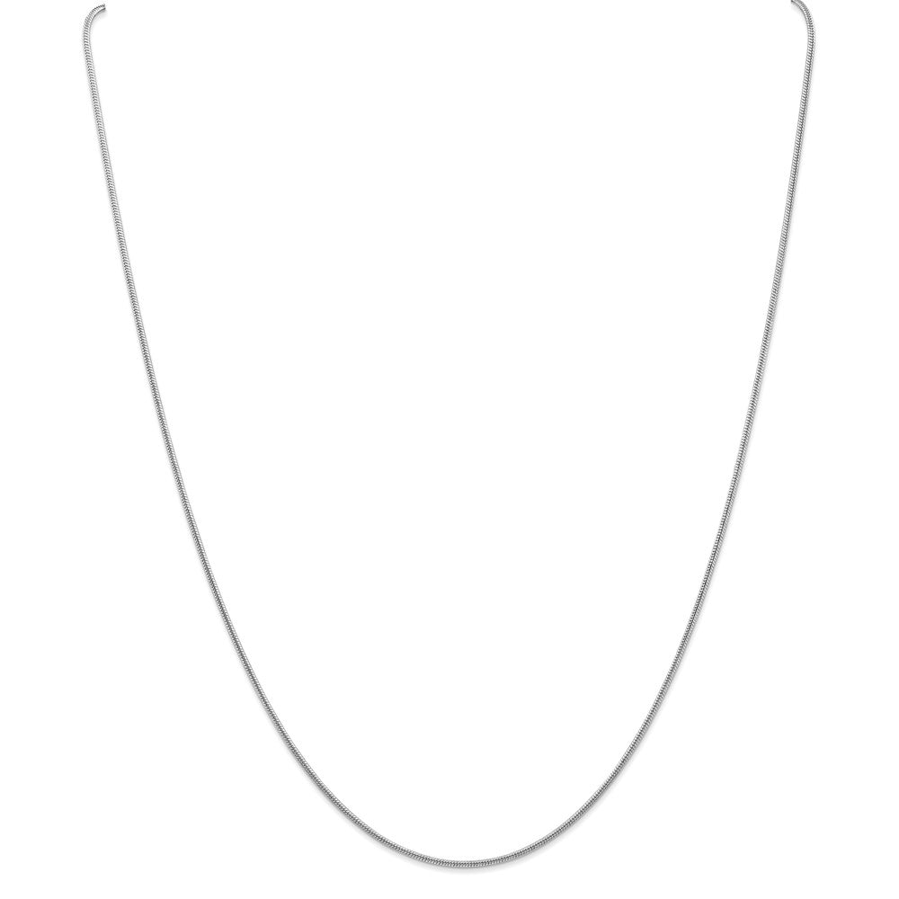 18 Inch 14K White Gold 1.3mm Round Snake Chain Necklace