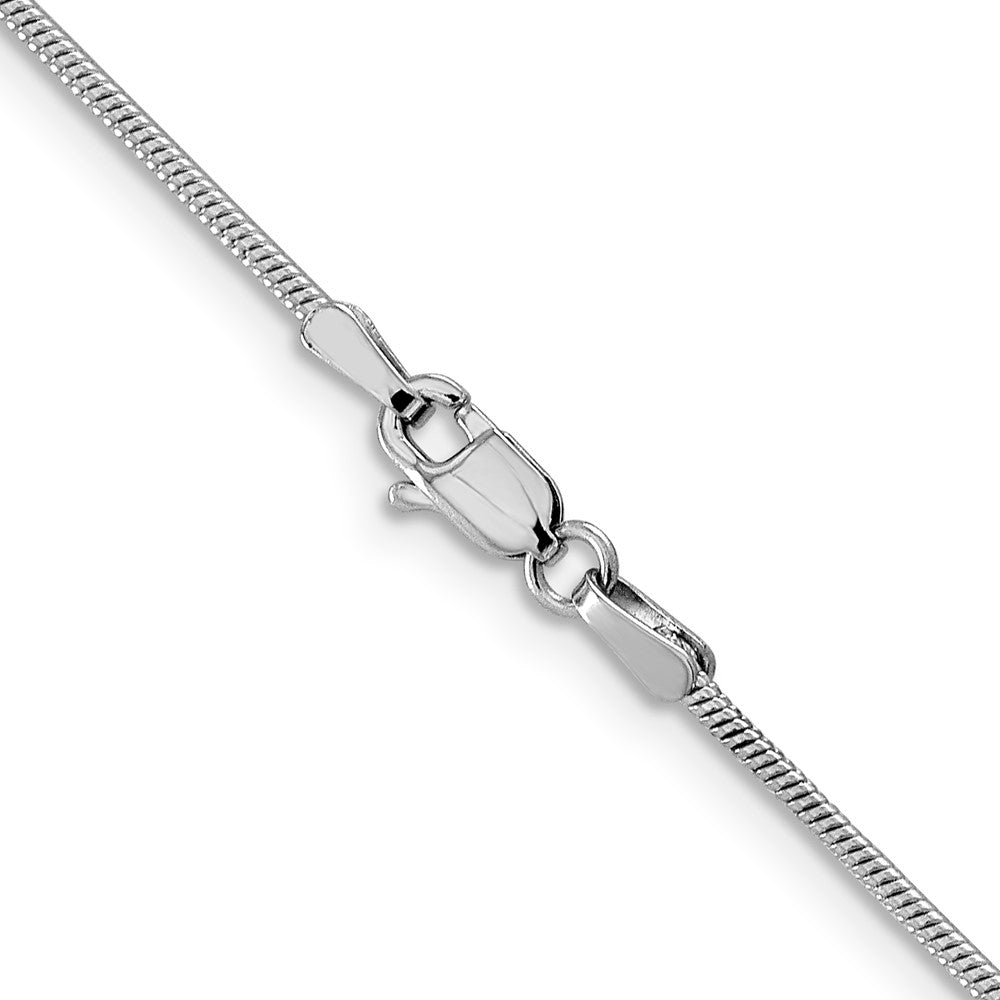18 Inch 14K White Gold 1.3mm Round Snake Chain Necklace