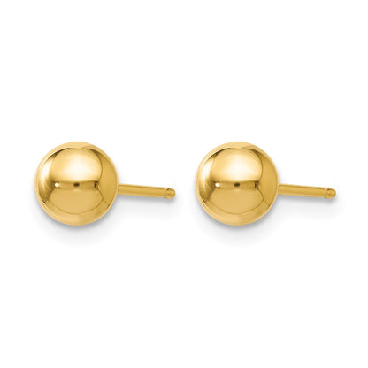 14K Yellow Gold Polished 5mm Ball Post Earrings