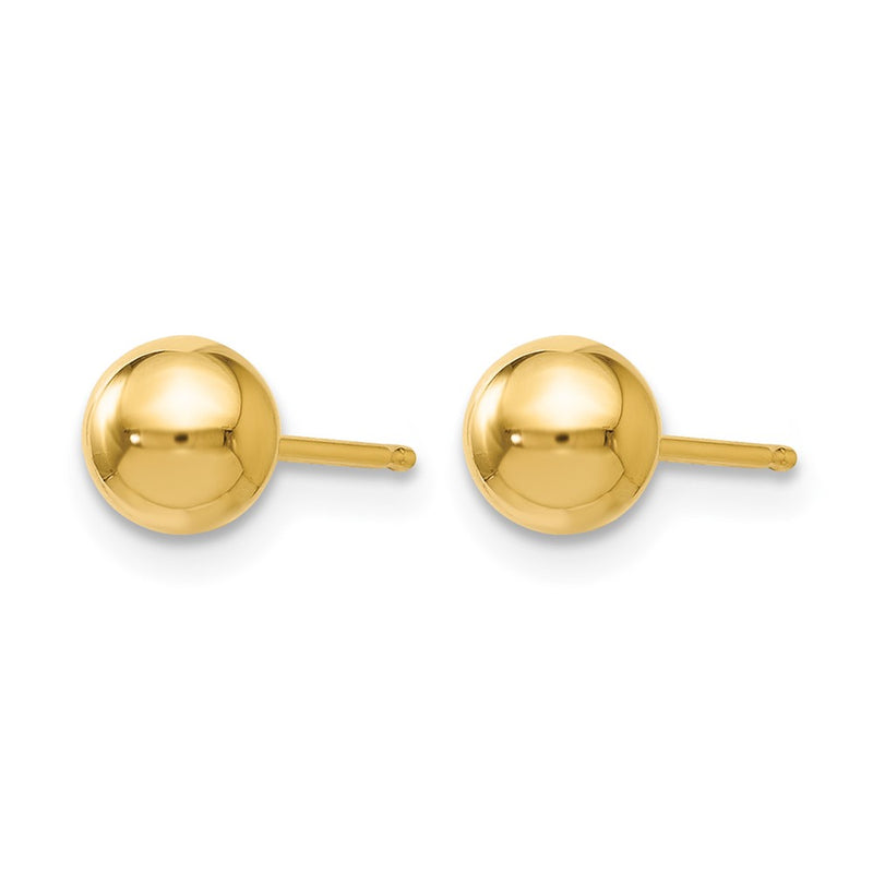 14K Yellow Gold Polished 5mm Ball Post Earrings