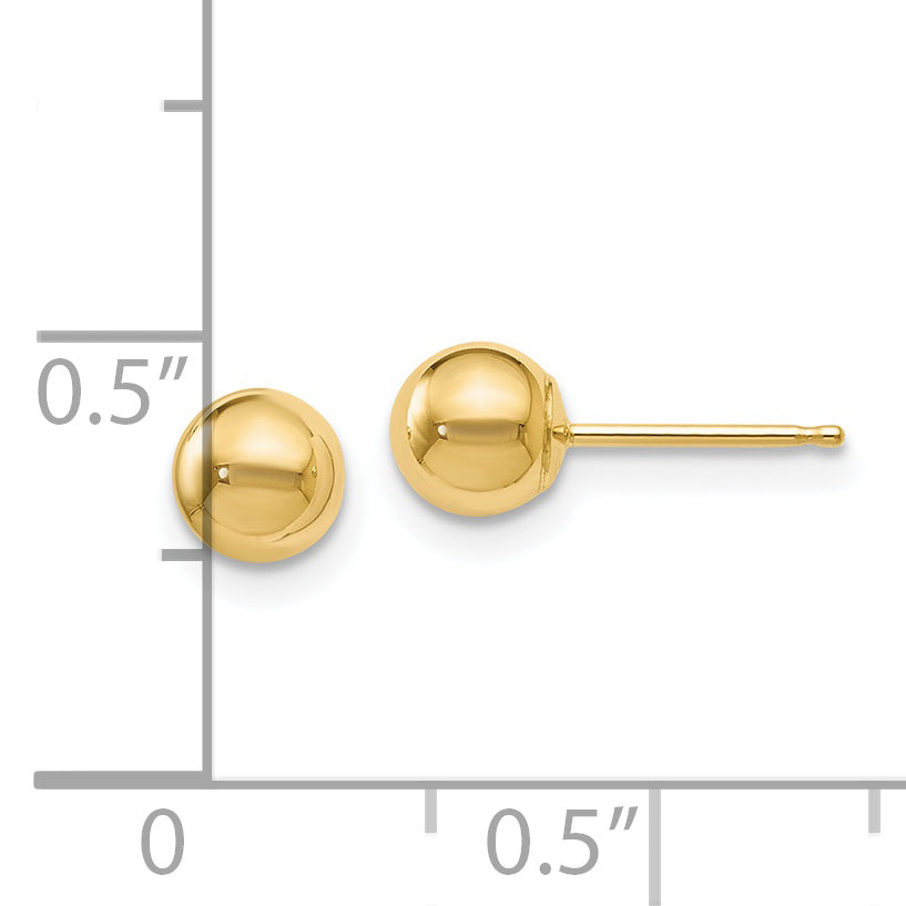 14K Yellow Gold Polished 5mm Ball Post Earrings