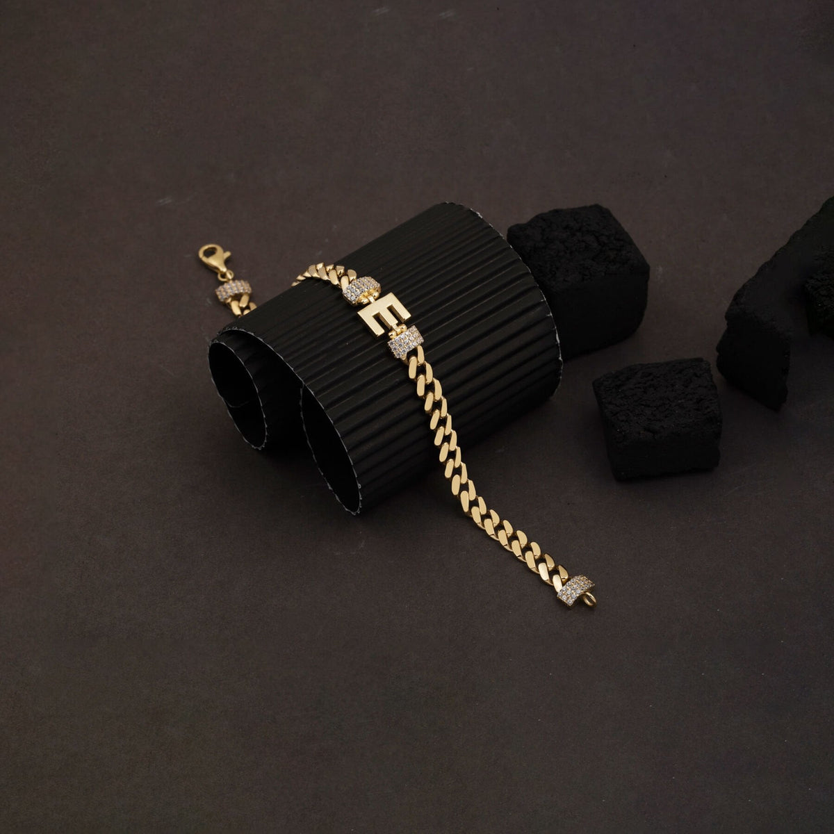 14K Yellow Gold Initial E Cubic Zirconia Bracelet