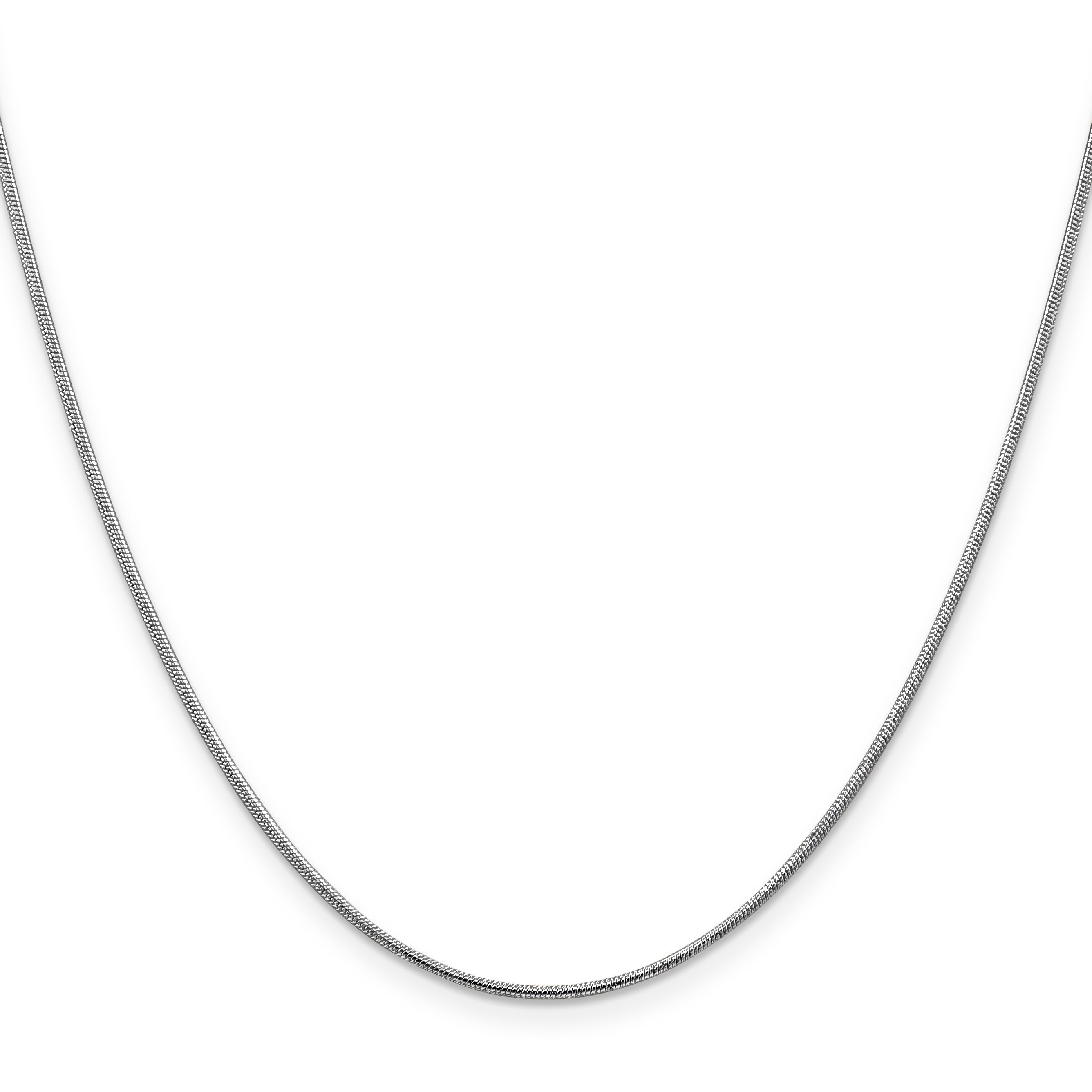 18 Inch 14K White Gold 1mm Round Snake Chain