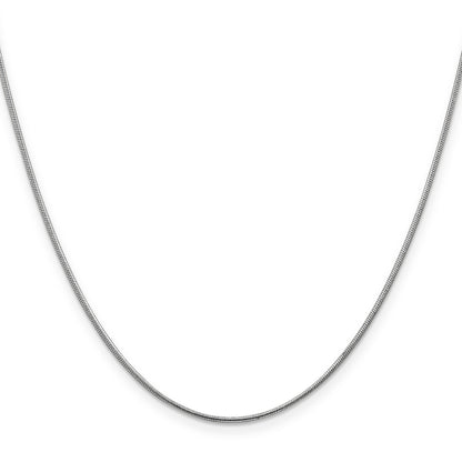 18 Inch 14K White Gold 1mm Round Snake Chain
