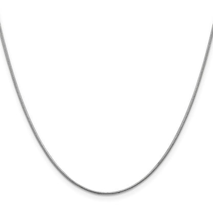 20 Inch 14K White Gold 1mm Round Snake Chain Necklace