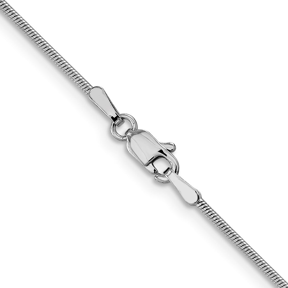 16 Inch 14K White Gold 1mm Round Snake Chain Necklace