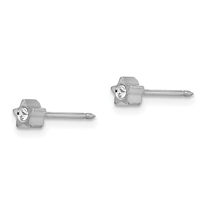 Stainless Steel Inverness Polished Crystal In Star Earrings