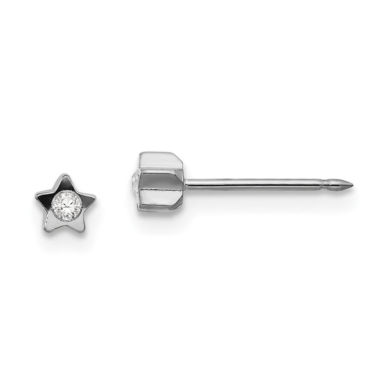 Stainless Steel Inverness Polished Crystal In Star Earrings