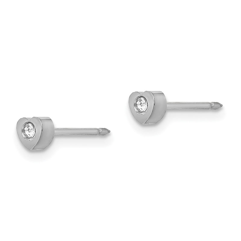 Stainless Steel Inverness Polished Crystal In Heart Earrings