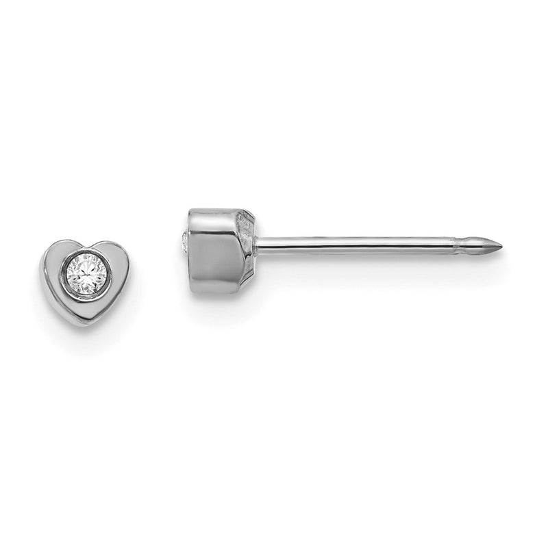 Stainless Steel Inverness Polished Crystal In Heart Earrings