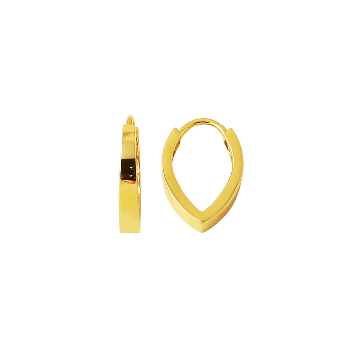 14K Yellow Gold Leaf Hoop Earrings
