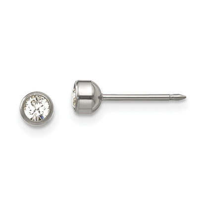 Titanium Inverness 4mm Bezel Crystal Earrings